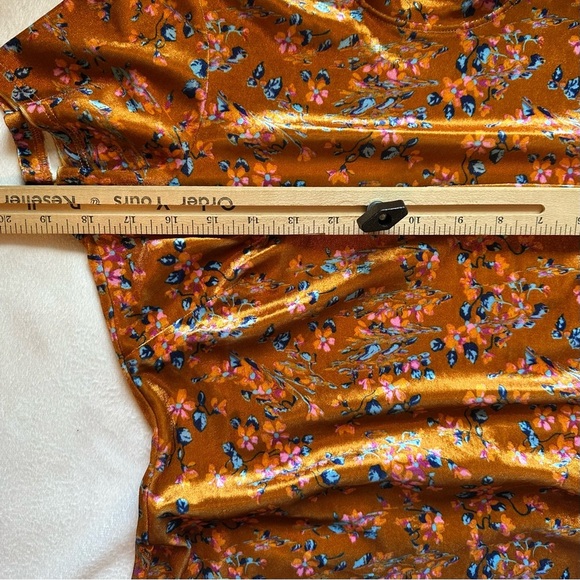 NEW Savage Fenty Psychedelic Velvet Slip Mini Dress Open Back M Orange Floral - Picture 7 of 14